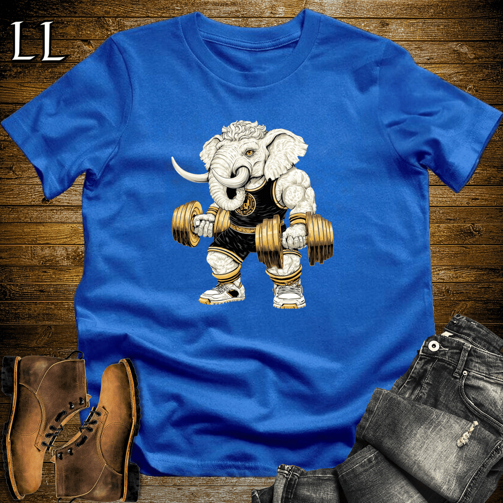Bicep Curl White Elephant Royal Blue | Arm Strength Tee