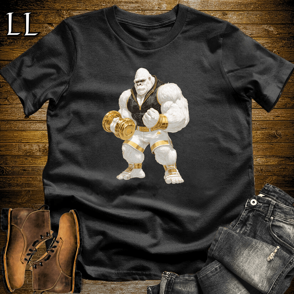 Bicep Curl White Gorilla Black | Arm Strength Tee