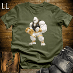 Bicep Curl White Gorilla Military Green | Arm Strength Tee
