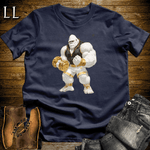 Bicep Curl White Gorilla Navy | Arm Strength Tee