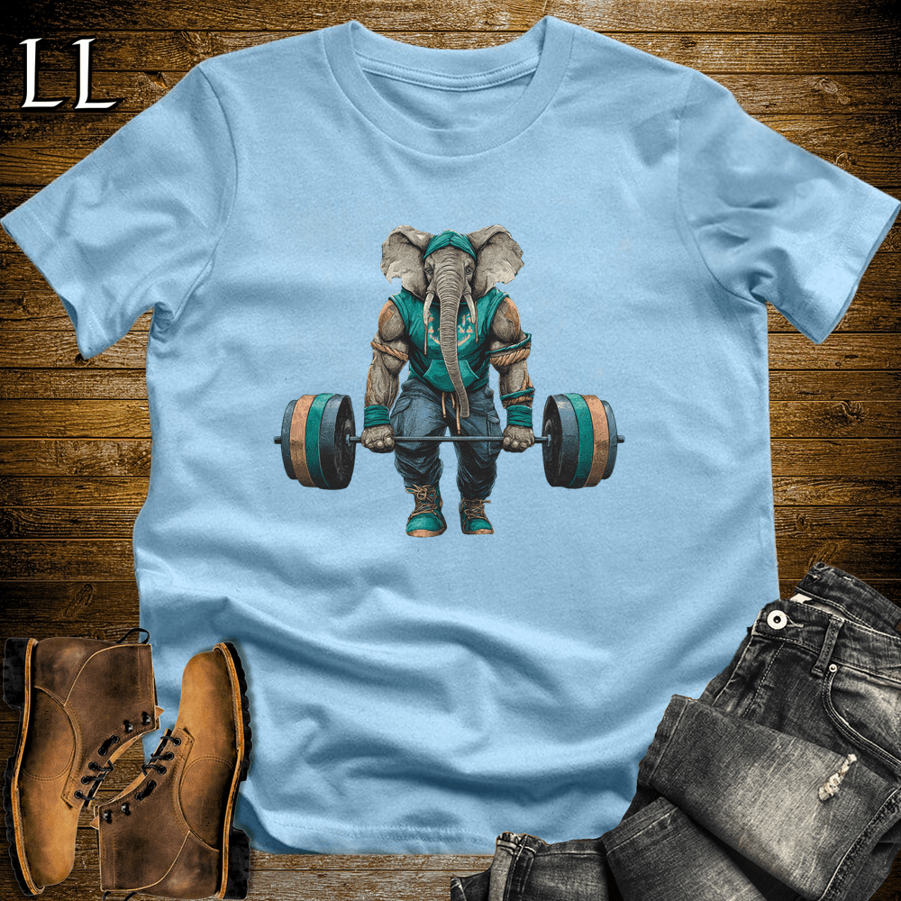 Gym Beast Deadlift Aqua Elephant Light Blue | Strength Tee
