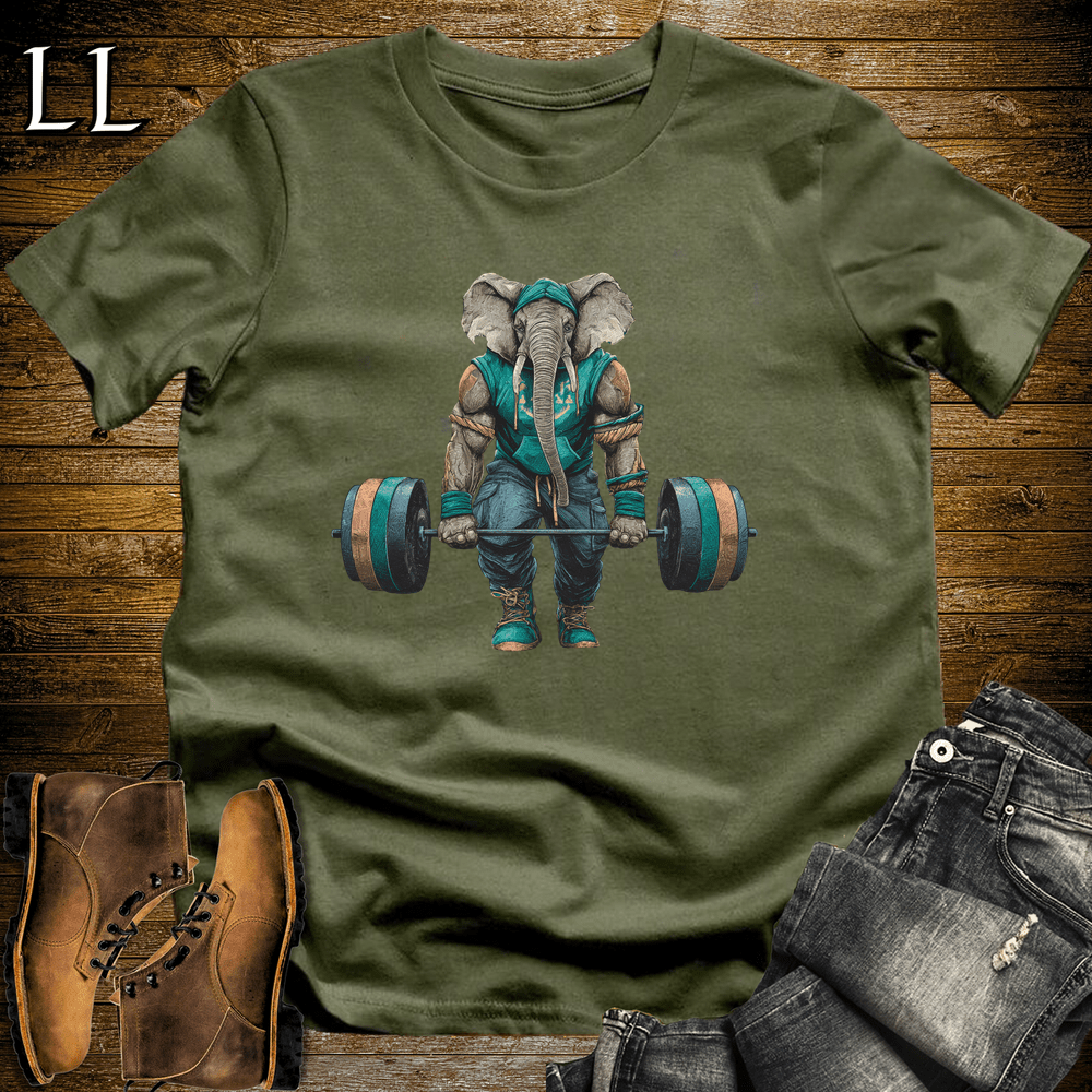 Gym Beast Deadlift Aqua Elephant Military Green | Strength Tee