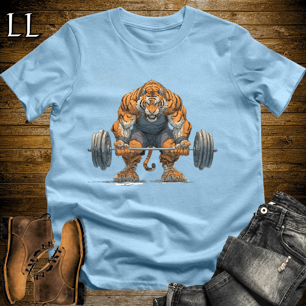 Gym Beast Deadlift Bengal Tiger Light Blue | Strength Tee