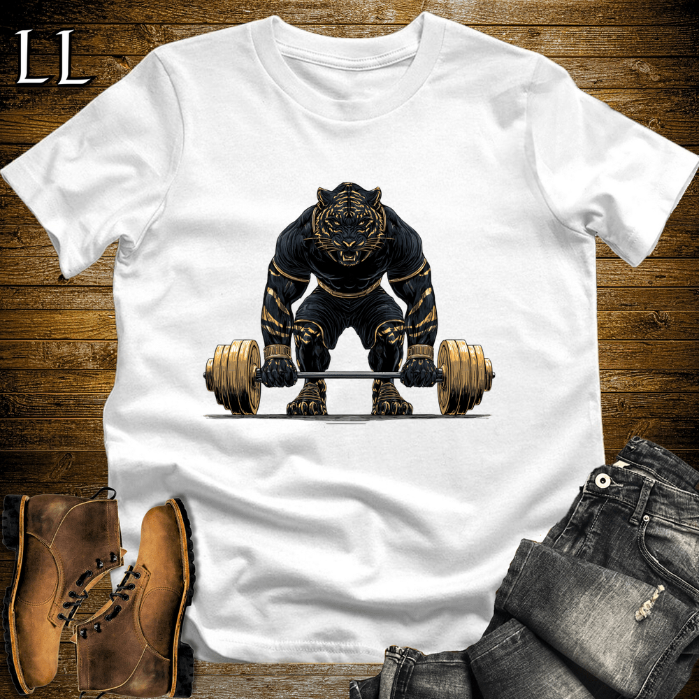 Gym Beast Deadlift Black Tiger White | Gym Strength Tee