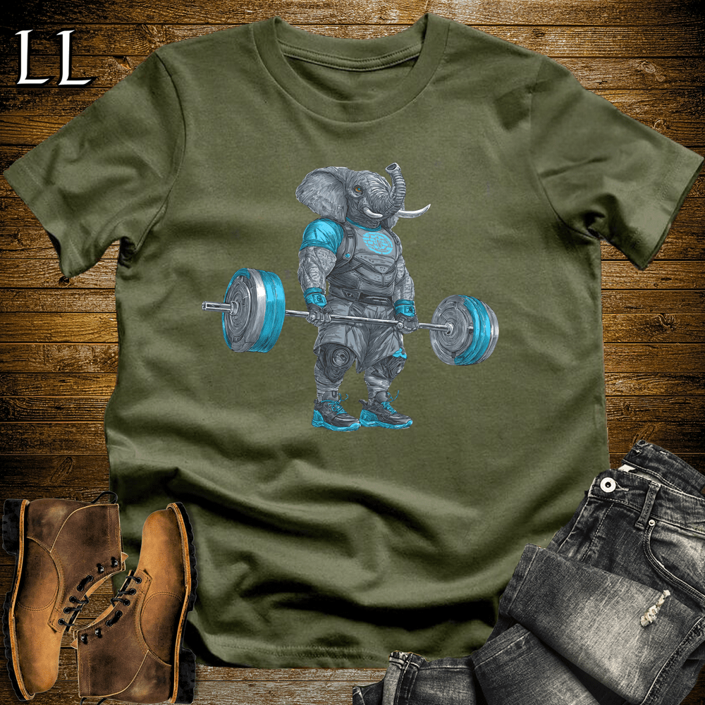 Gym Beast Deadlift Blue Elephant Military Green | Strength Tee