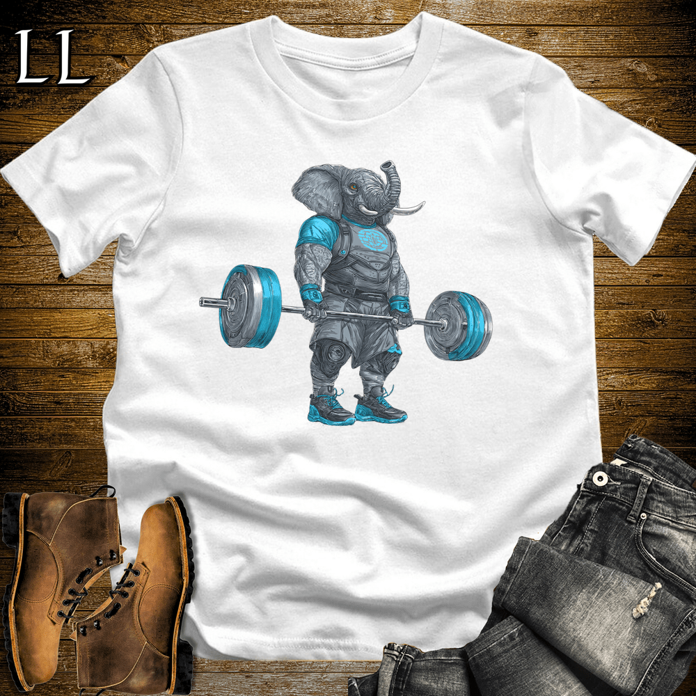 Gym Beast Deadlift Blue Elephant White | Strength Tee
