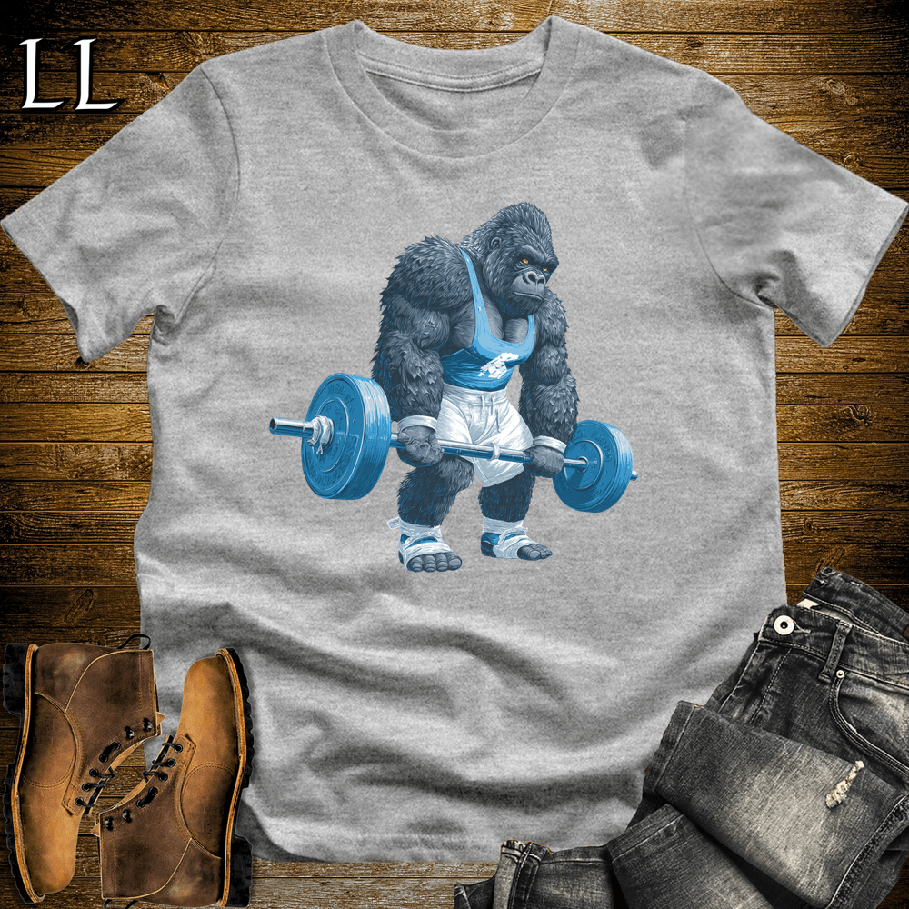 Gym Beast Deadlift Blue Gorilla Sport Grey | Strength Tee