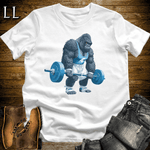 Gym Beast Deadlift Blue Gorilla White | Strength Tee