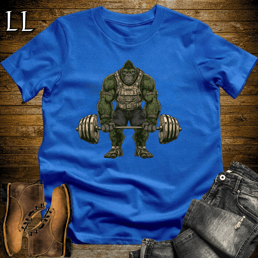 Gym Beast Deadlift Green Gorilla Royal Blue | Gym Strength Tee