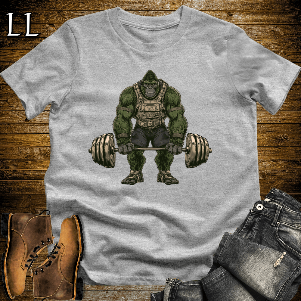 Gym Beast Deadlift Green Gorilla Sport Grey | Gym Strength Tee