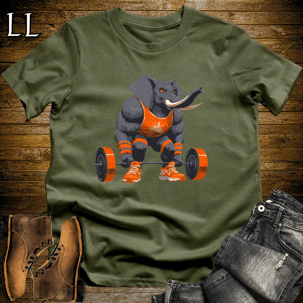 Gym Beast Deadlift Grey Elephant Military Green | Strength Tee