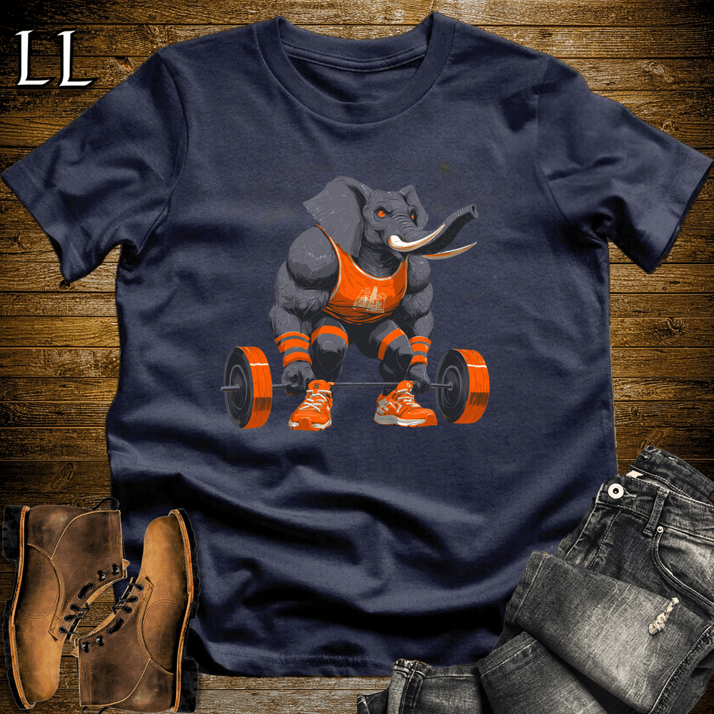 Gym Beast Deadlift Grey Elephant Navy | Strength Tee