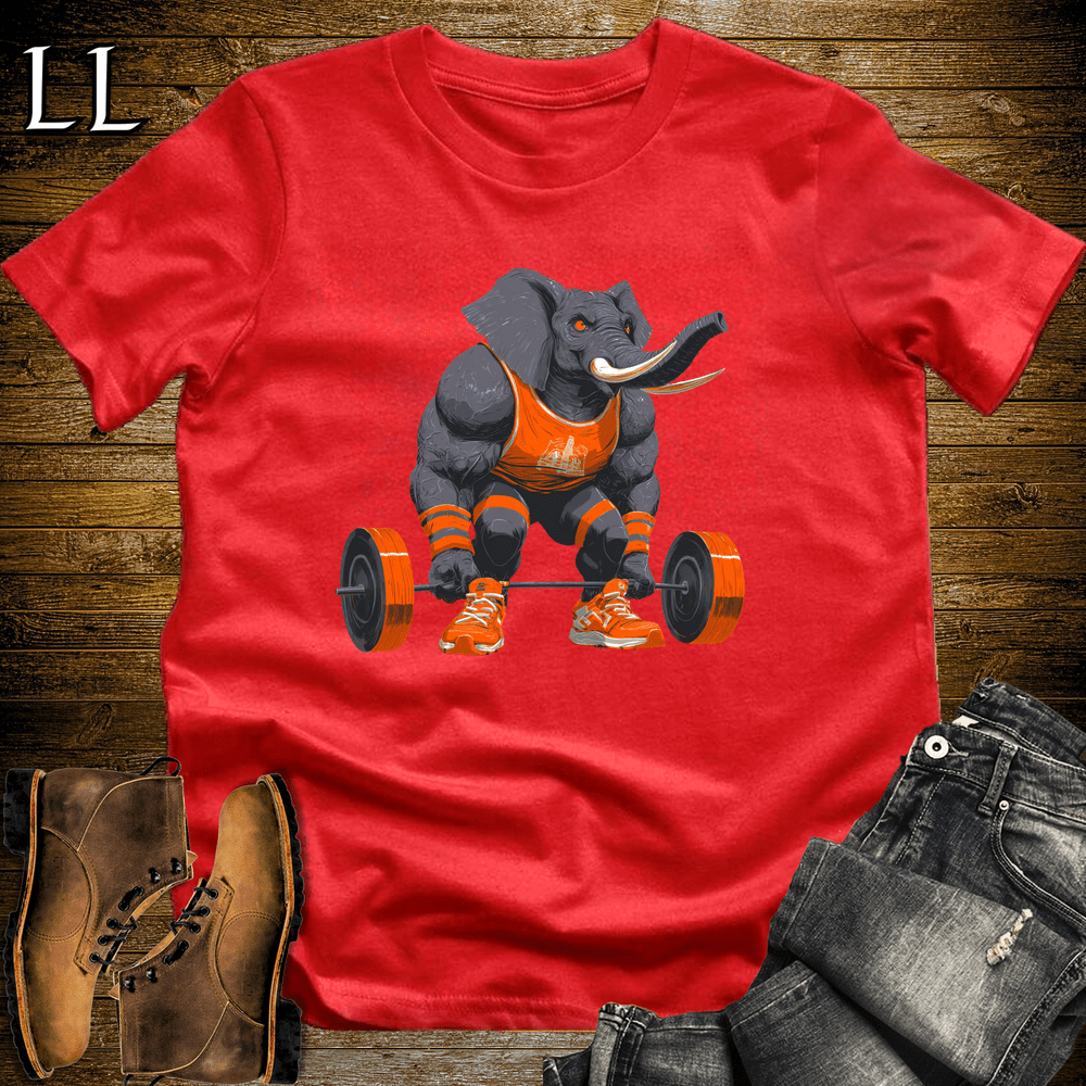 Gym Beast Deadlift Grey Elephant Red | Strength Tee