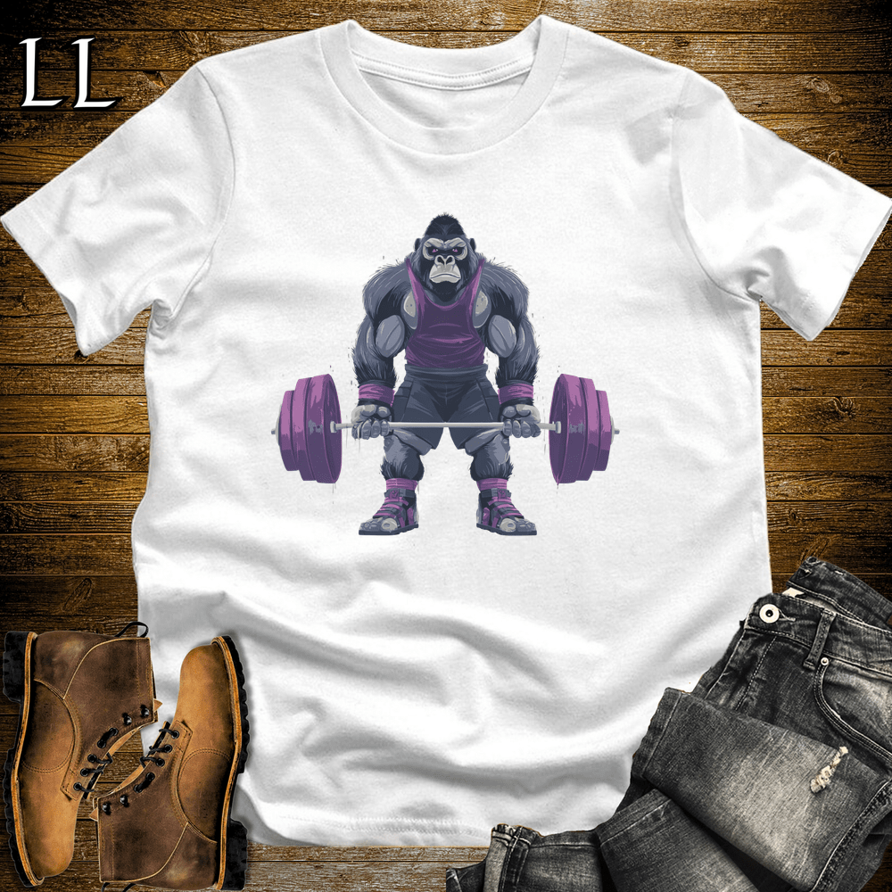 Deadlift Purple Gorilla White | Gorilla Gym Shirt