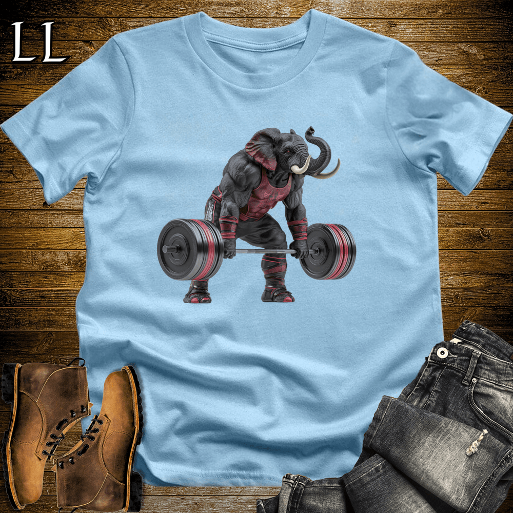 Deadlift Red Elephant Light Blue | Elephant Gym Shirt