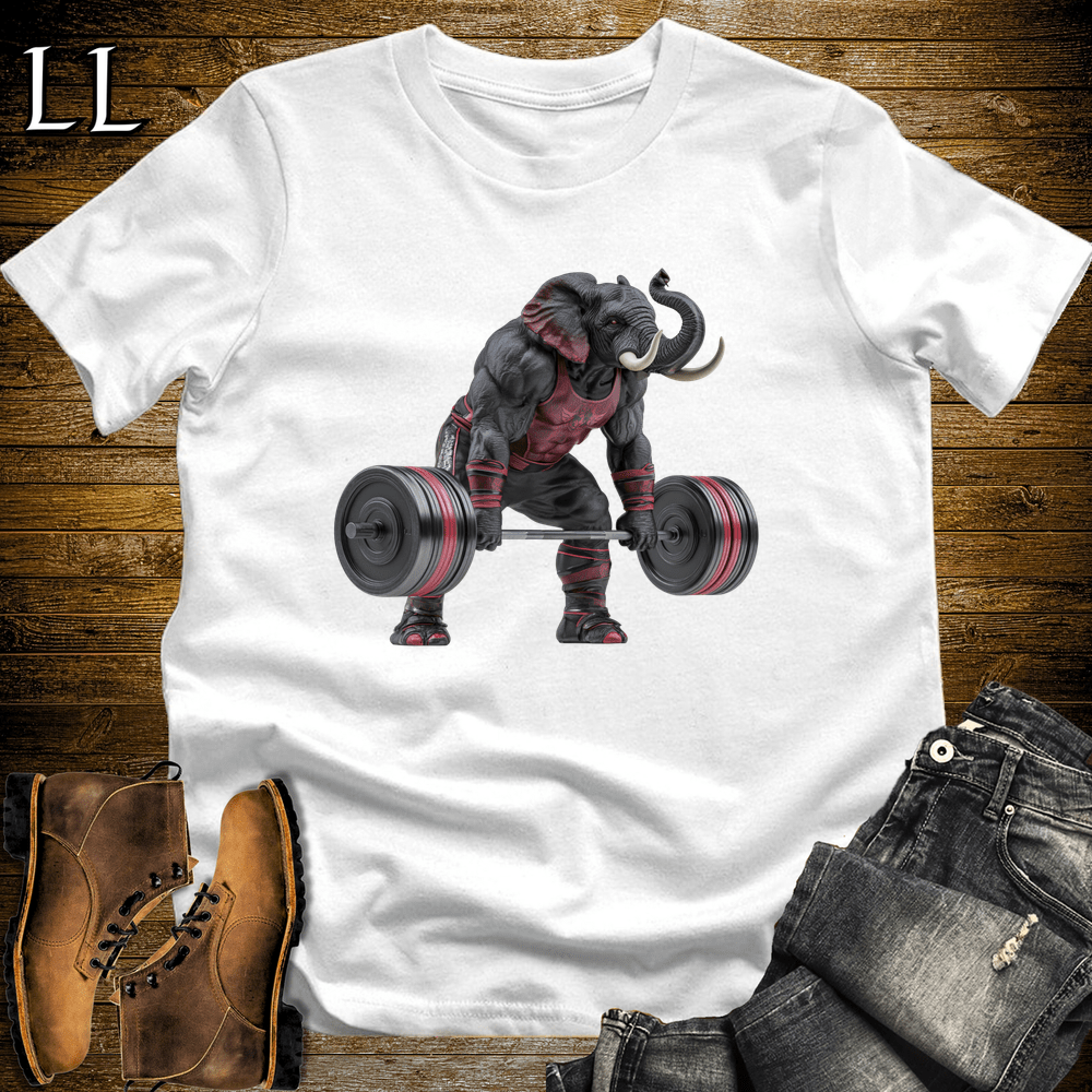 Deadlift Red Elephant White | Elephant Gym Shirt