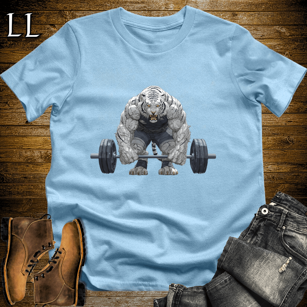Gym Beast Deadlift Siberian Tiger Light Blue | Lifting Tee