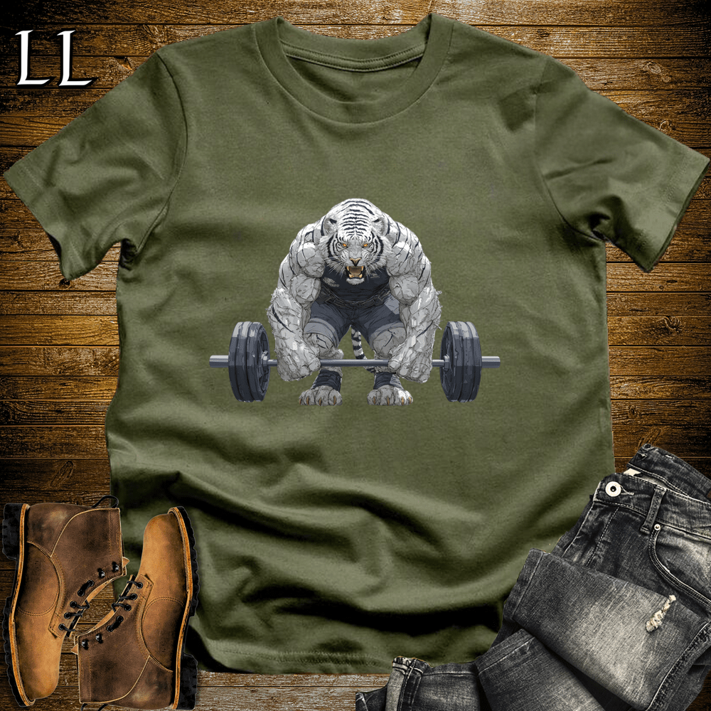 Gym Beast Deadlift Siberian Tiger Military Green | Lifting Tee