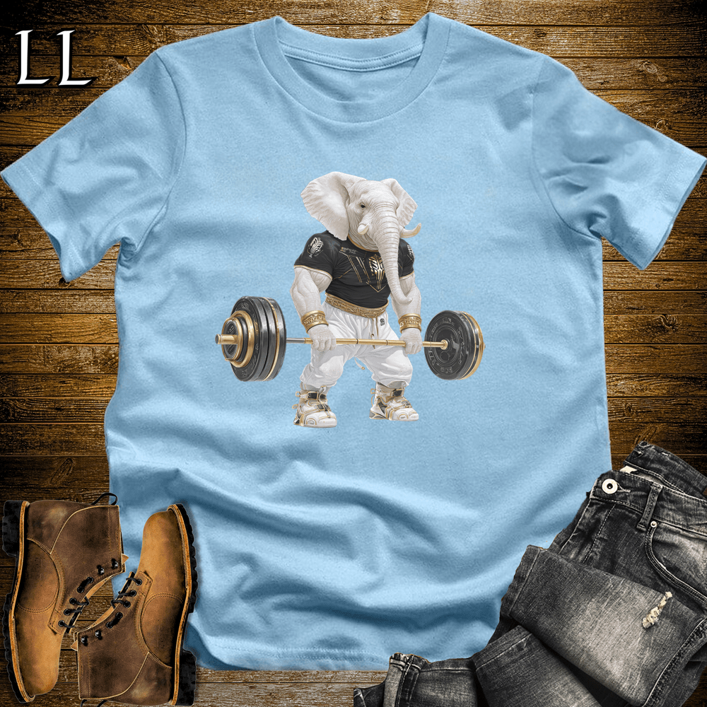 Gym Beast Deadlift White Elephant Light Blue | Deadlift White Elephant Gym Beast Tee