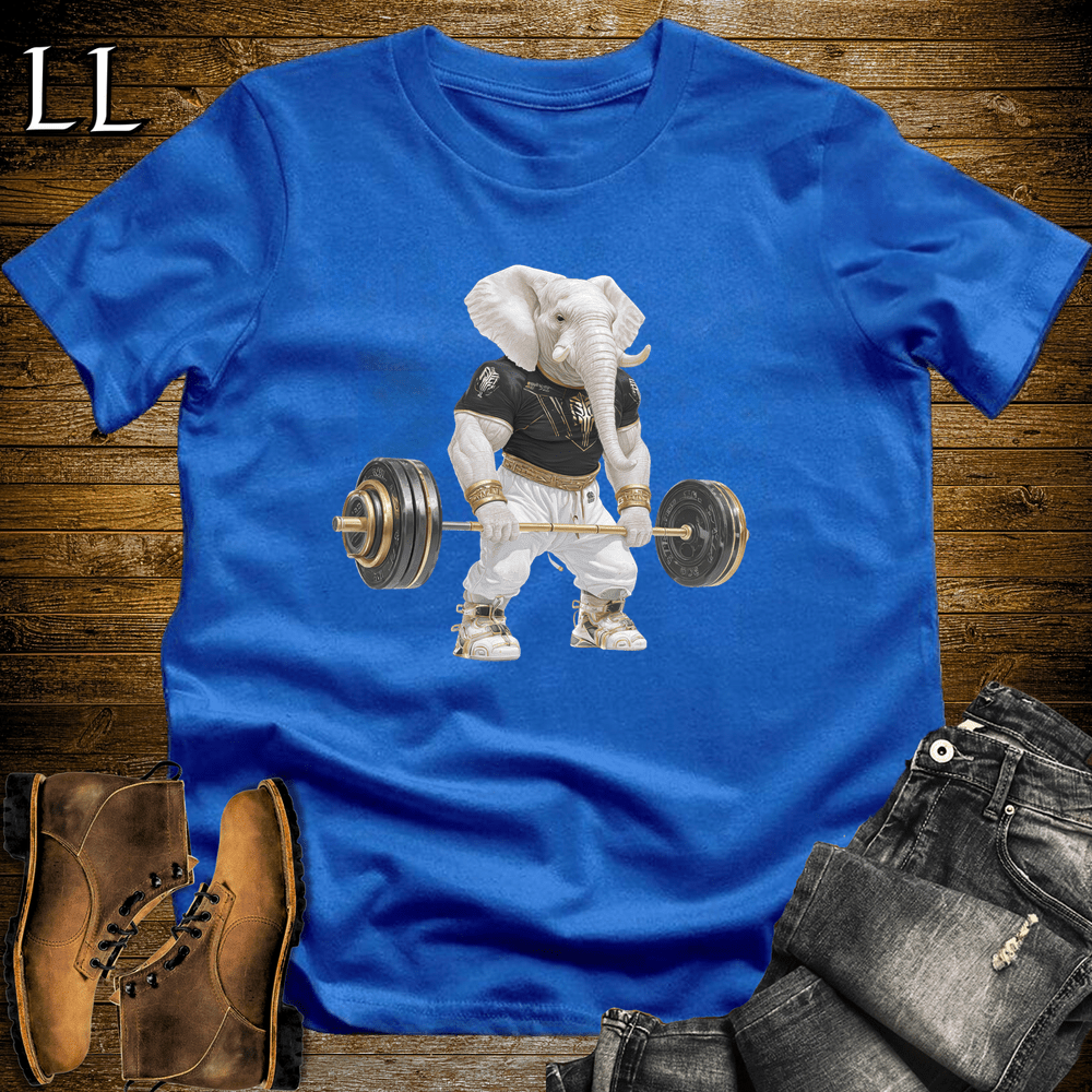 Gym Beast Deadlift White Elephant Royal Blue | Deadlift White Elephant Gym Beast Tee
