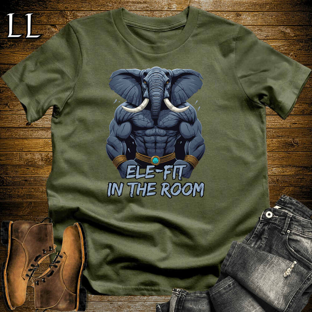 Gym Beast Elefit In The Room Military Green | Elefit In The Room Gym Beast Pun Tee