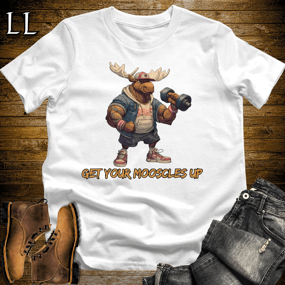 Gym Beast Get Your Mooscles Up White | Get Your Mooscles Up Gym Beast Tee