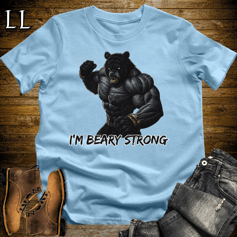 Gym Beast Im Beary Strong Light Blue | Im Beary Strong Gym Beast Animal Tee