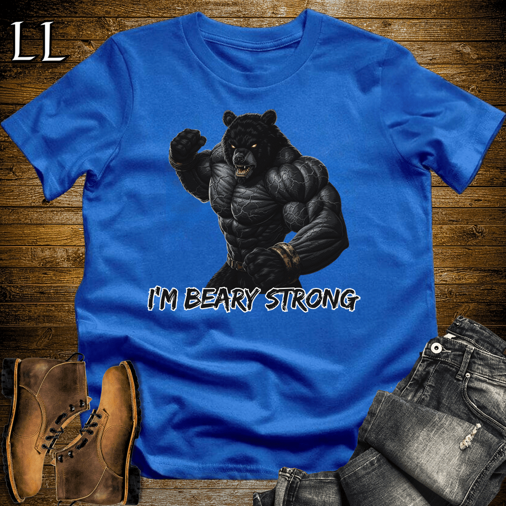 Gym Beast Im Beary Strong Royal Blue | Im Beary Strong Gym Beast Animal Tee