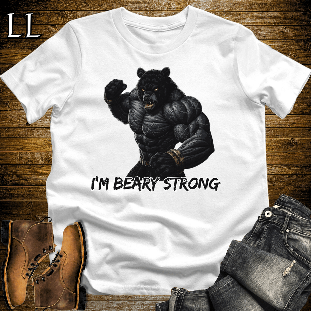 Gym Beast Im Beary Strong White | Im Beary Strong Gym Beast Animal Tee