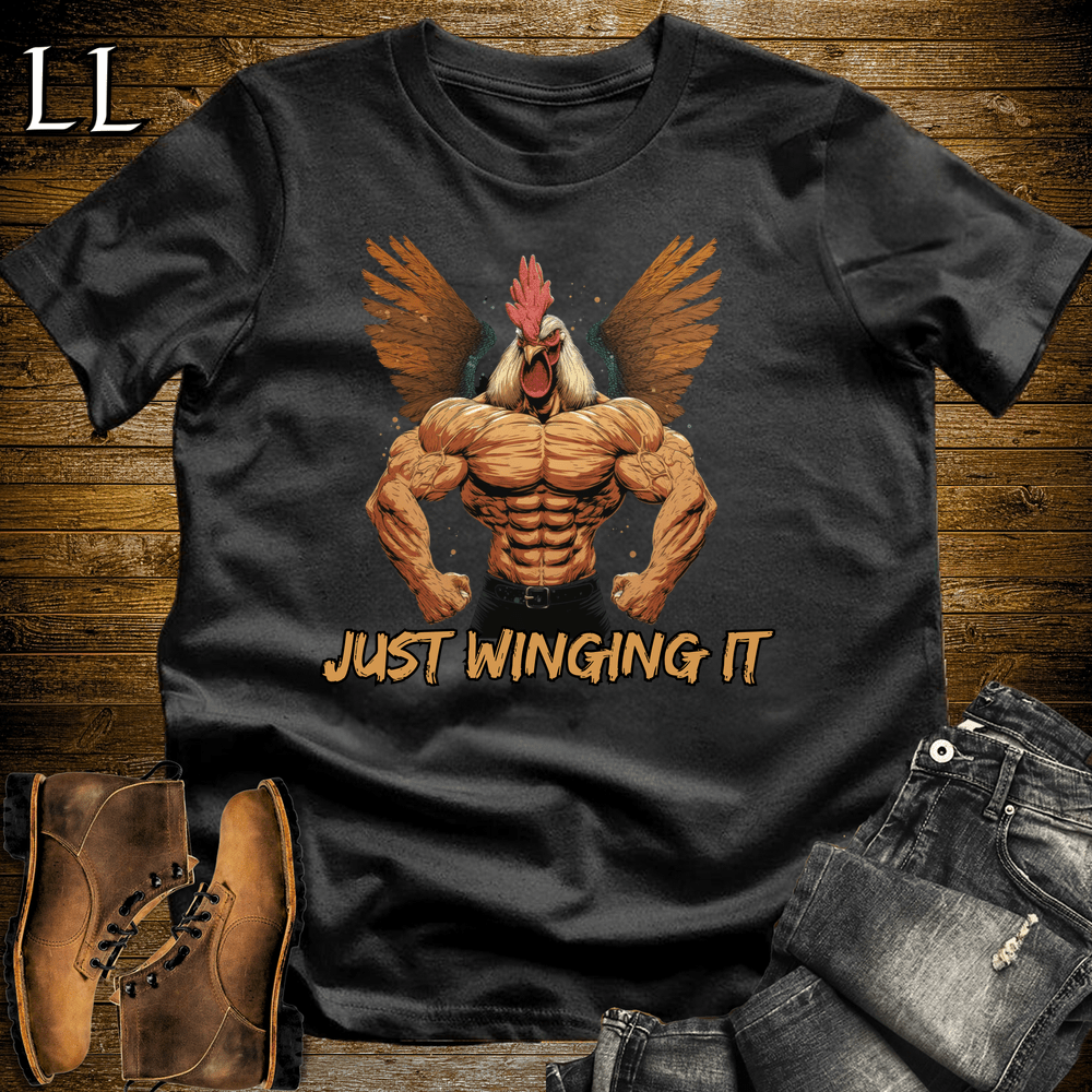 Gym Beast Just Winging It Black | Funny Gym Quote Tee