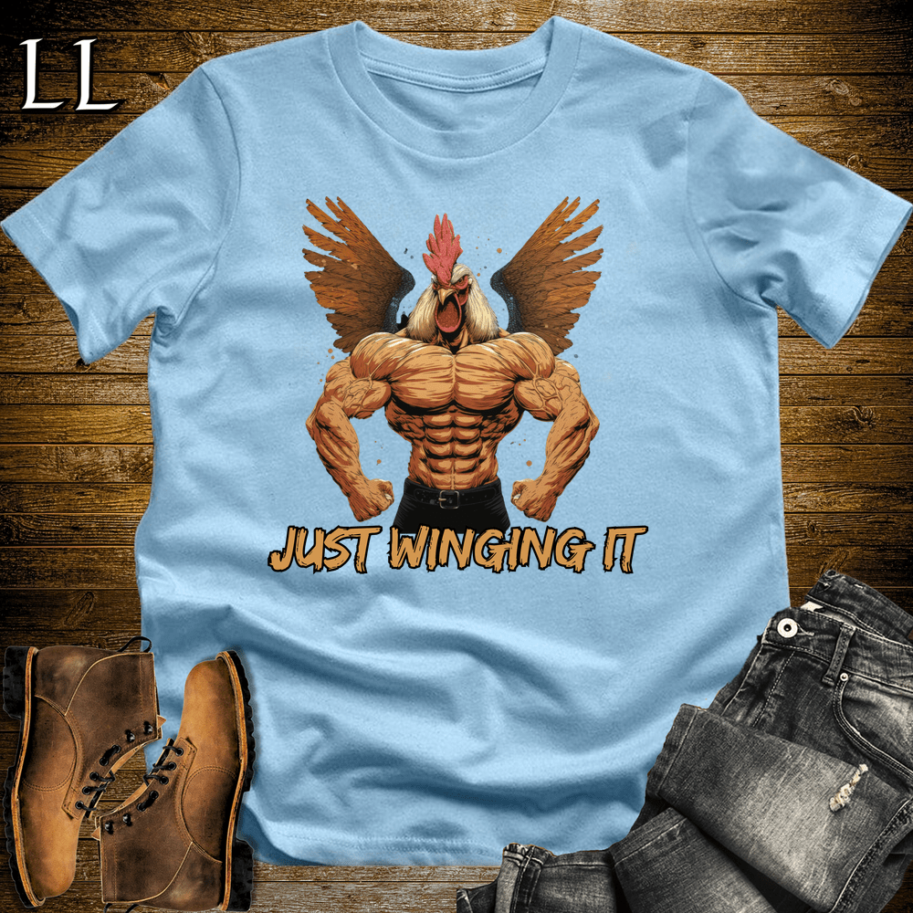 Gym Beast Just Winging It Light Blue | Funny Gym Quote Tee