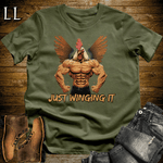 Gym Beast Just Winging It Military Green | Funny Gym Quote Tee