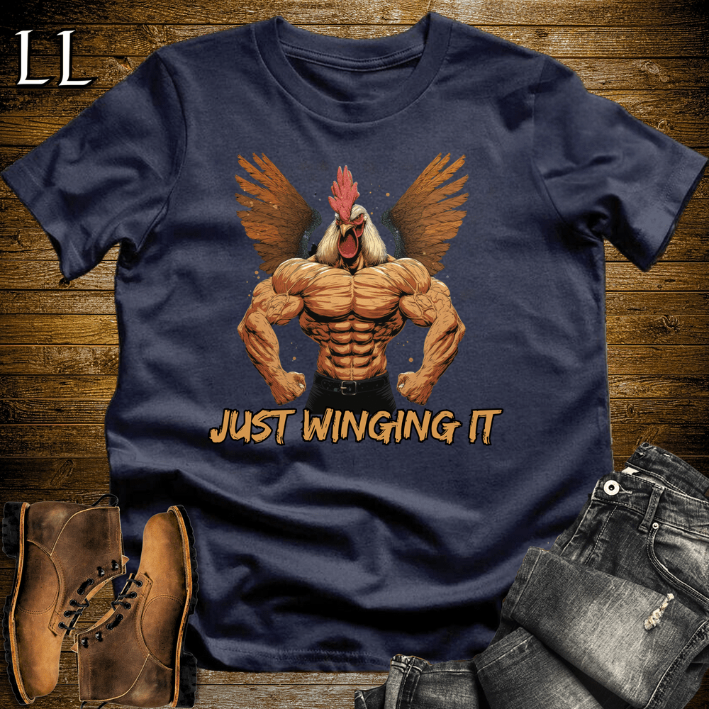 Gym Beast Just Winging It Navy | Funny Gym Quote Tee
