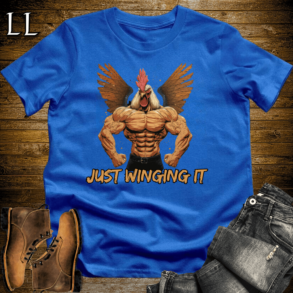 Gym Beast Just Winging It Royal Blue | Funny Gym Quote Tee