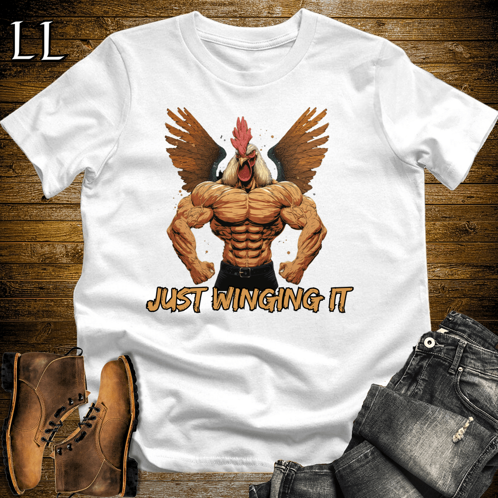 Gym Beast Just Winging It White | Funny Gym Quote Tee