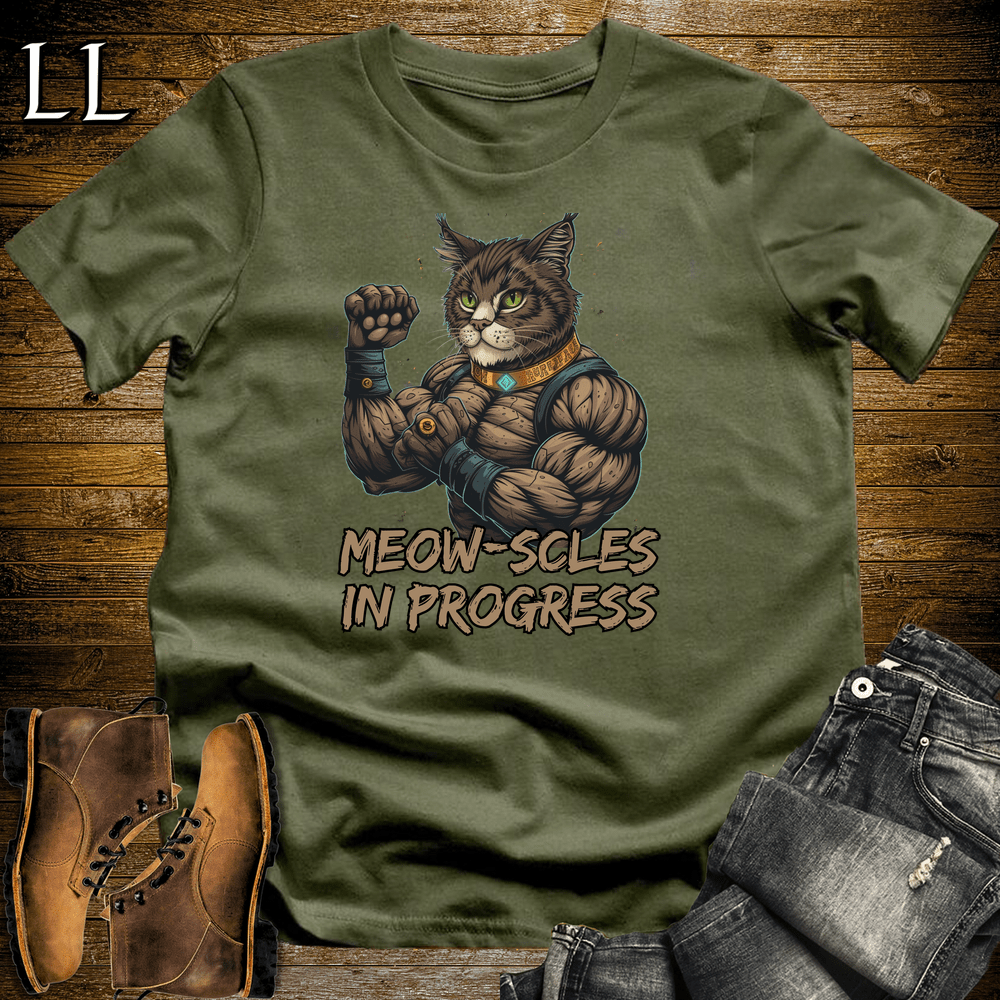 Gym Beast Meowscles In Progress - Military Green - LegacyLayers