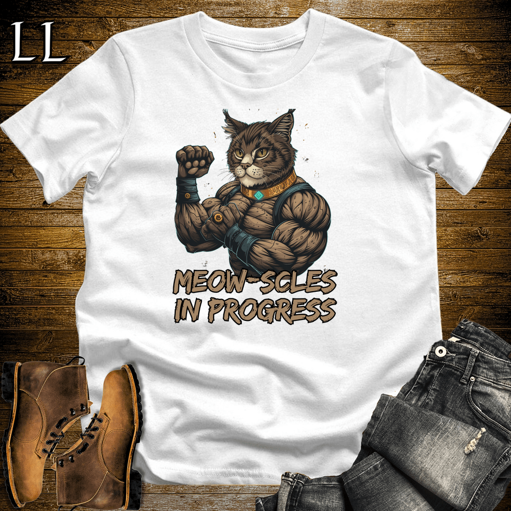 Gym Beast Meowscles In Progress - White - LegacyLayers