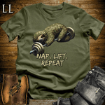 Gym Beast Nap Lift Repeat Military Green | Gym Humor Tee