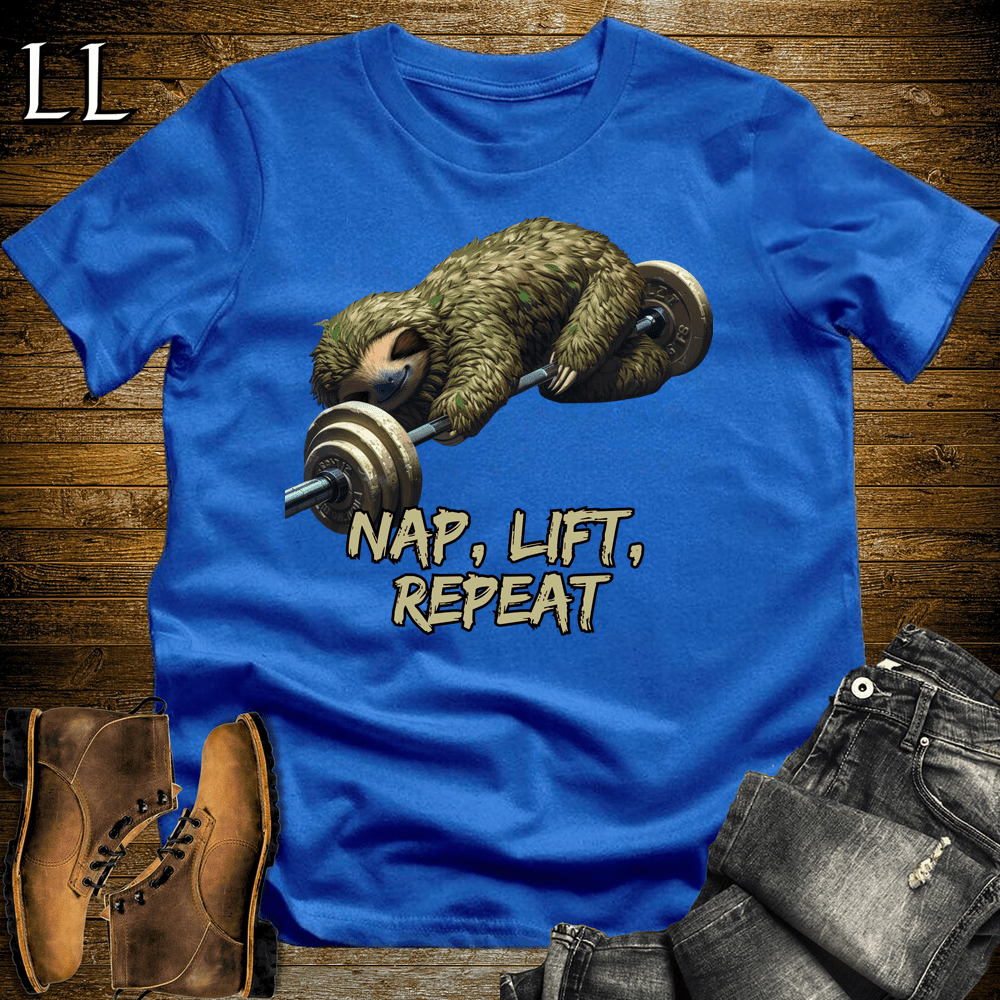 Gym Beast Nap Lift Repeat Royal | Gym Humor Tee