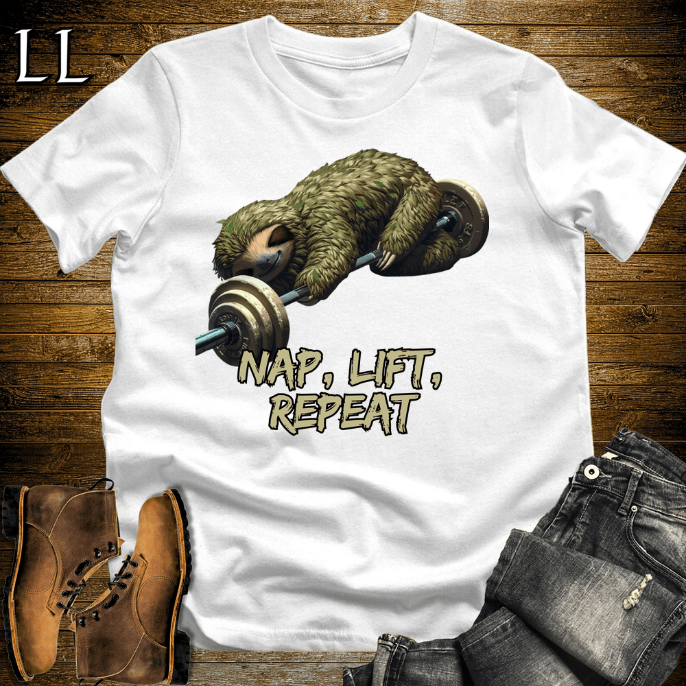 Gym Beast Nap Lift Repeat White | Gym Humor Tee