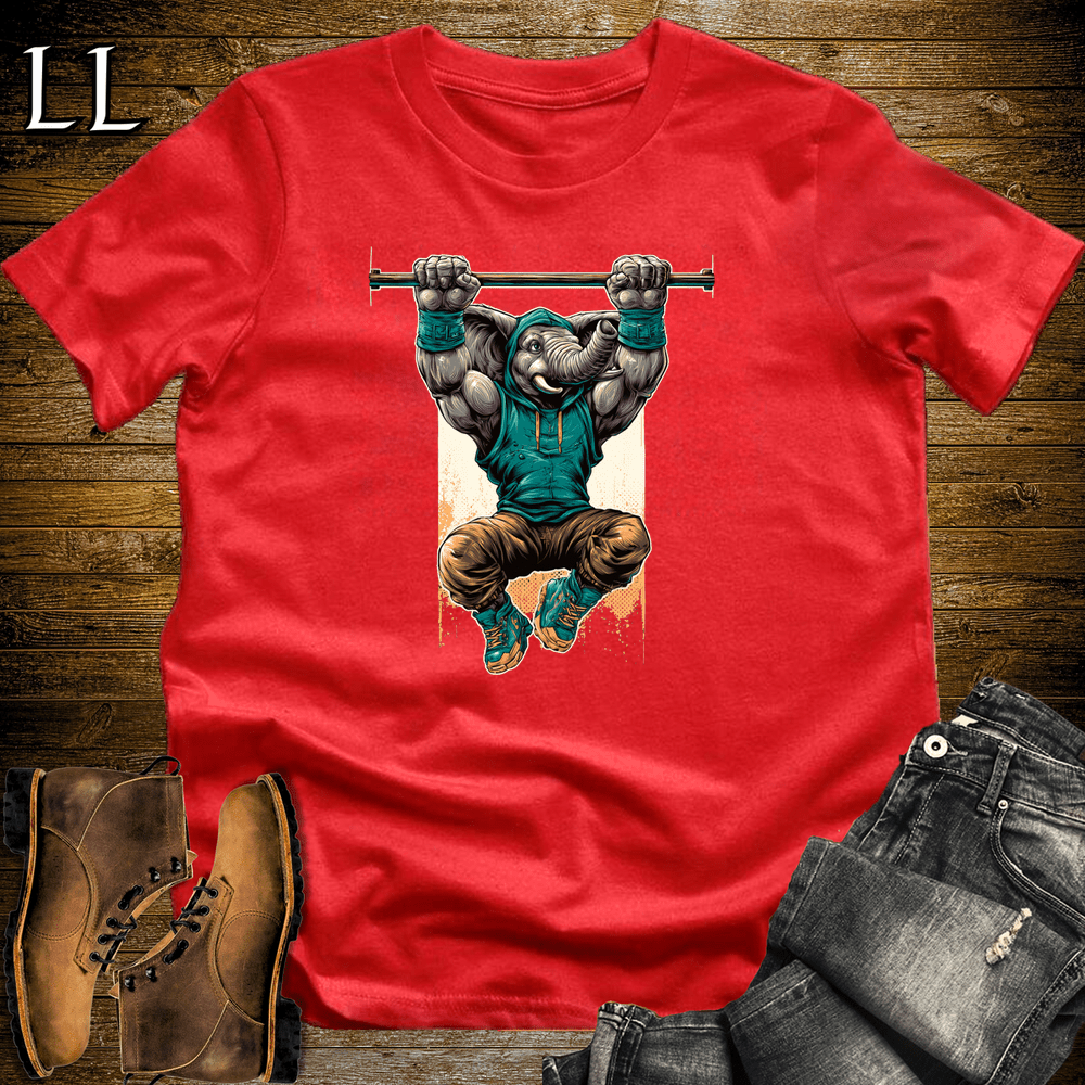 Gym Beast Pullup Aqua Elephant Red | Elephant Gym Shirt