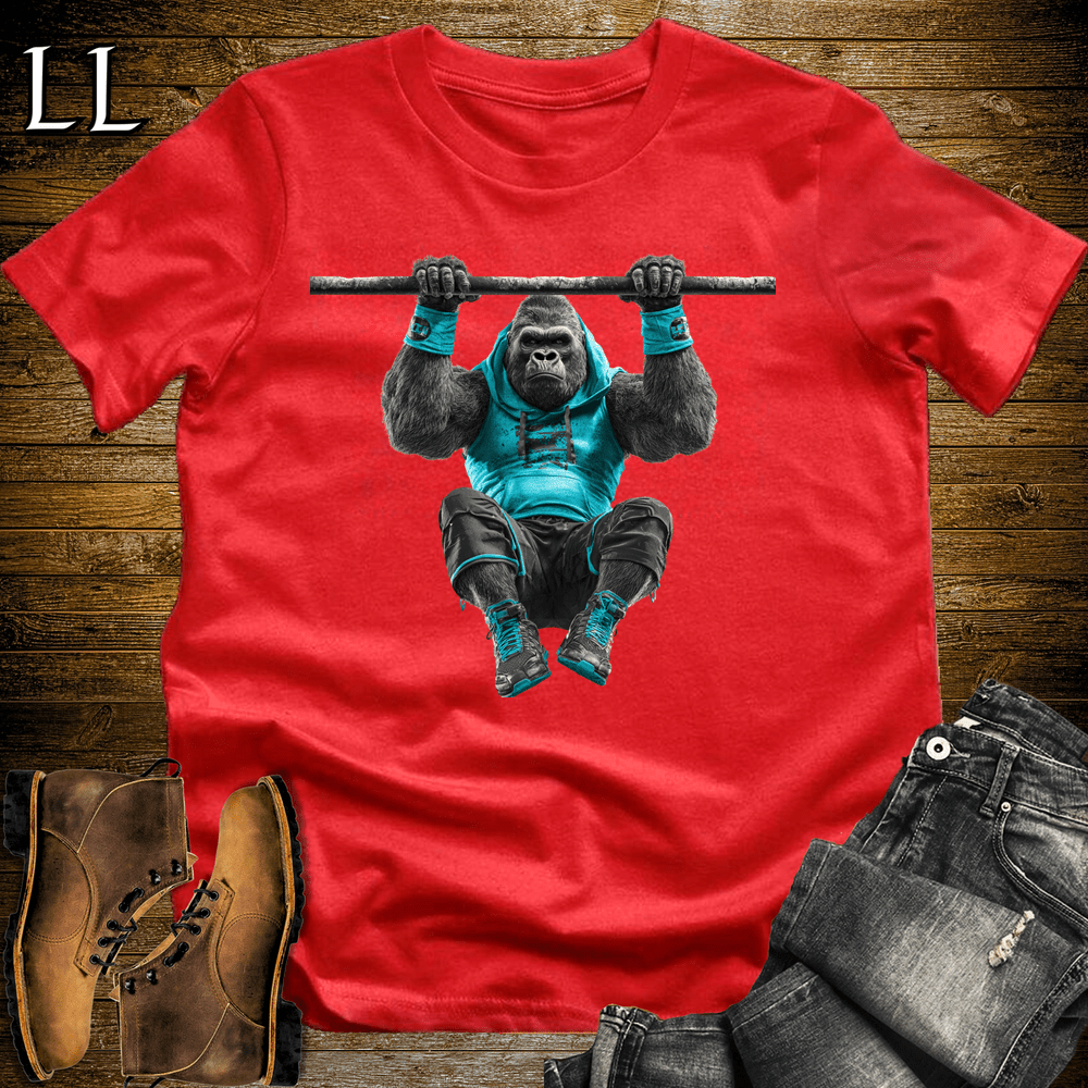 Gym Beast Pullup Aqua Gorilla Red | Strength Tee