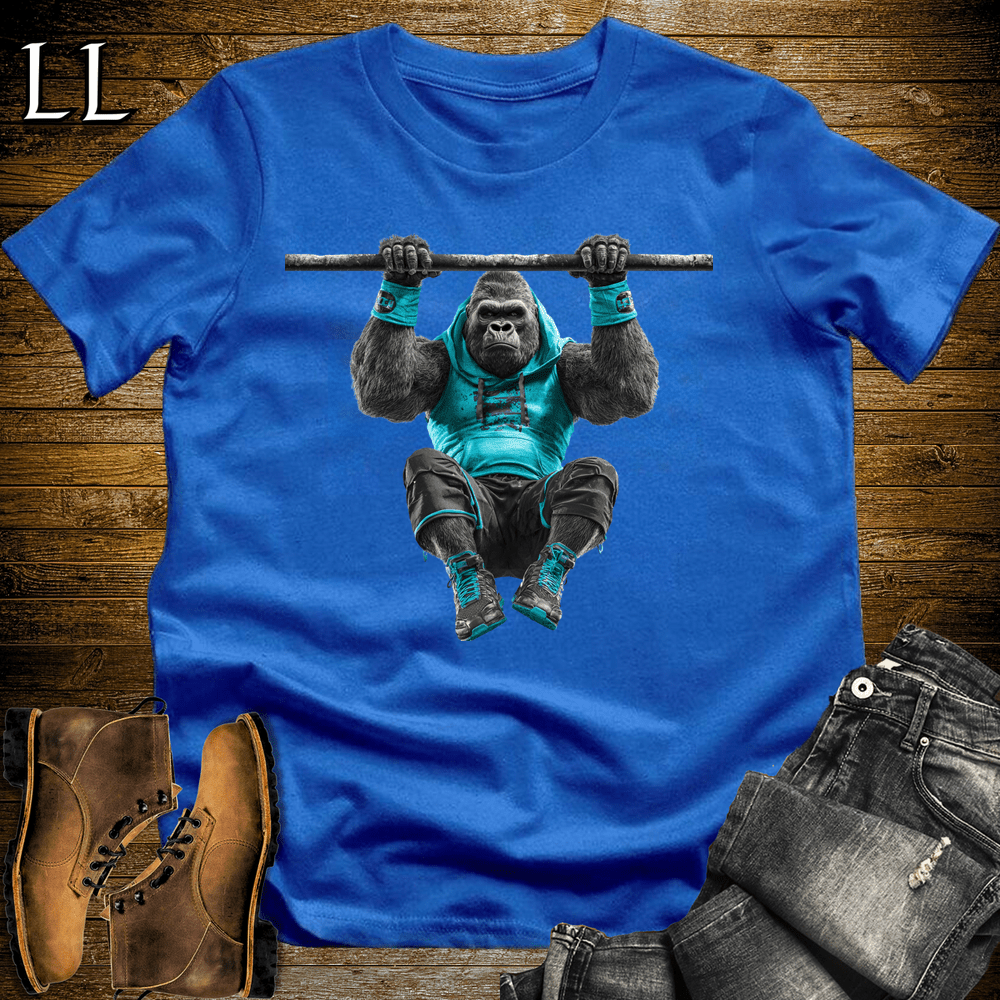 Gym Beast Pullup Aqua Gorilla Royal | Strength Tee