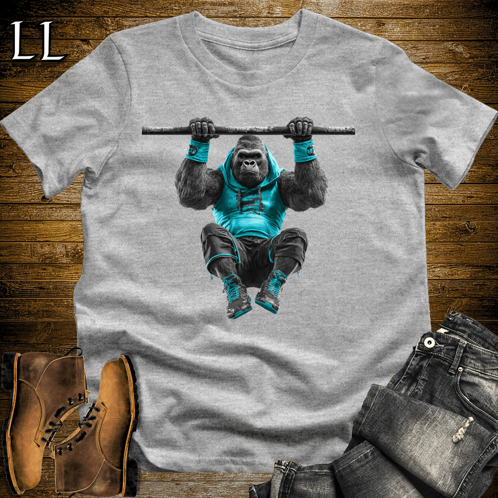 Gym Beast Pullup Aqua Gorilla Sport Grey | Strength Tee