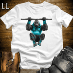 Gym Beast Pullup Aqua Gorilla White | Strength Tee