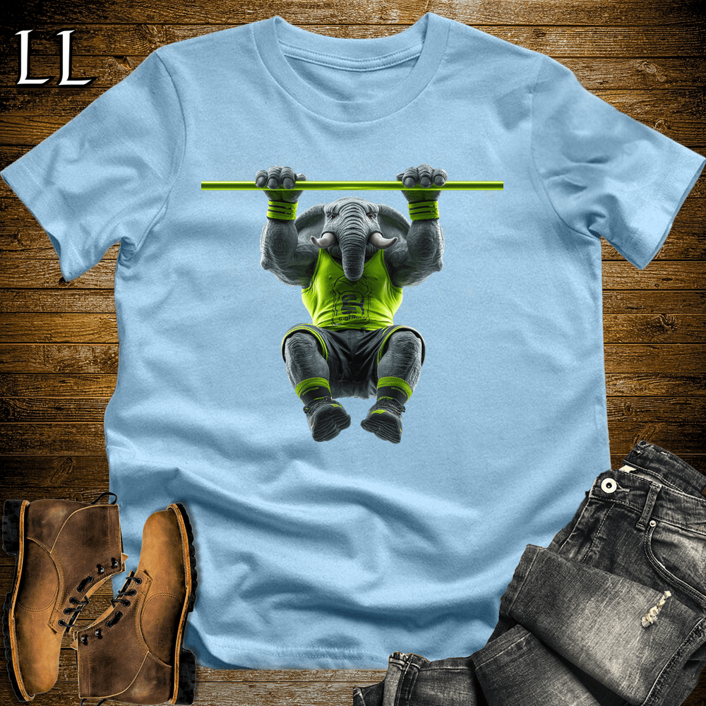 Pullup Green Elephant Light Blue | Back Strength Tee