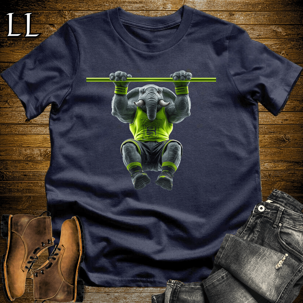 Pullup Green Elephant Navy | Back Strength Tee