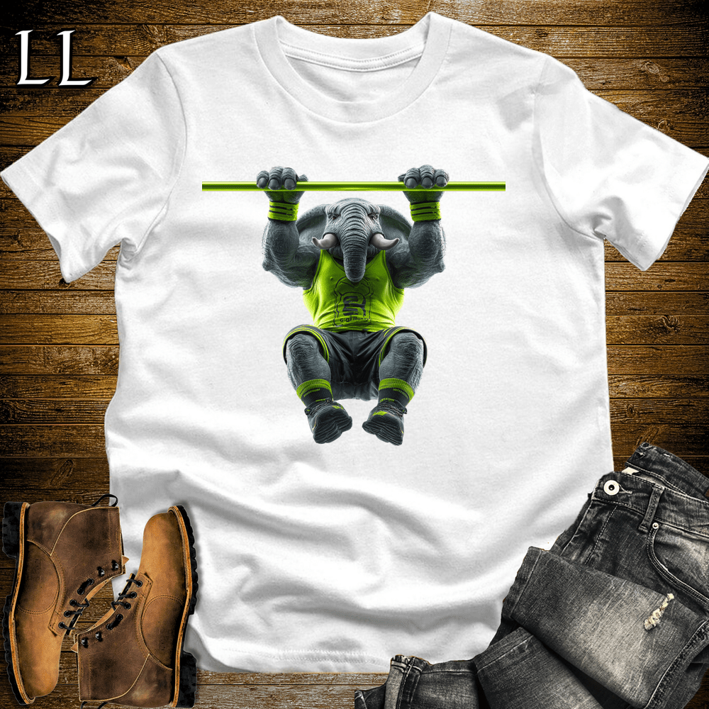 Pullup Green Elephant White | Back Strength Tee