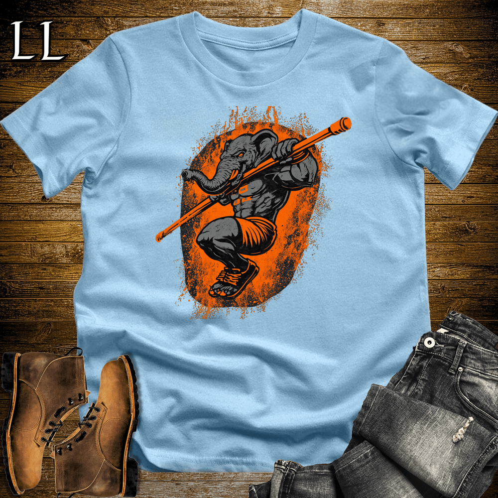 Gym Beast Pullup Orange Elephant Light Blue | Gym Strength Shirt