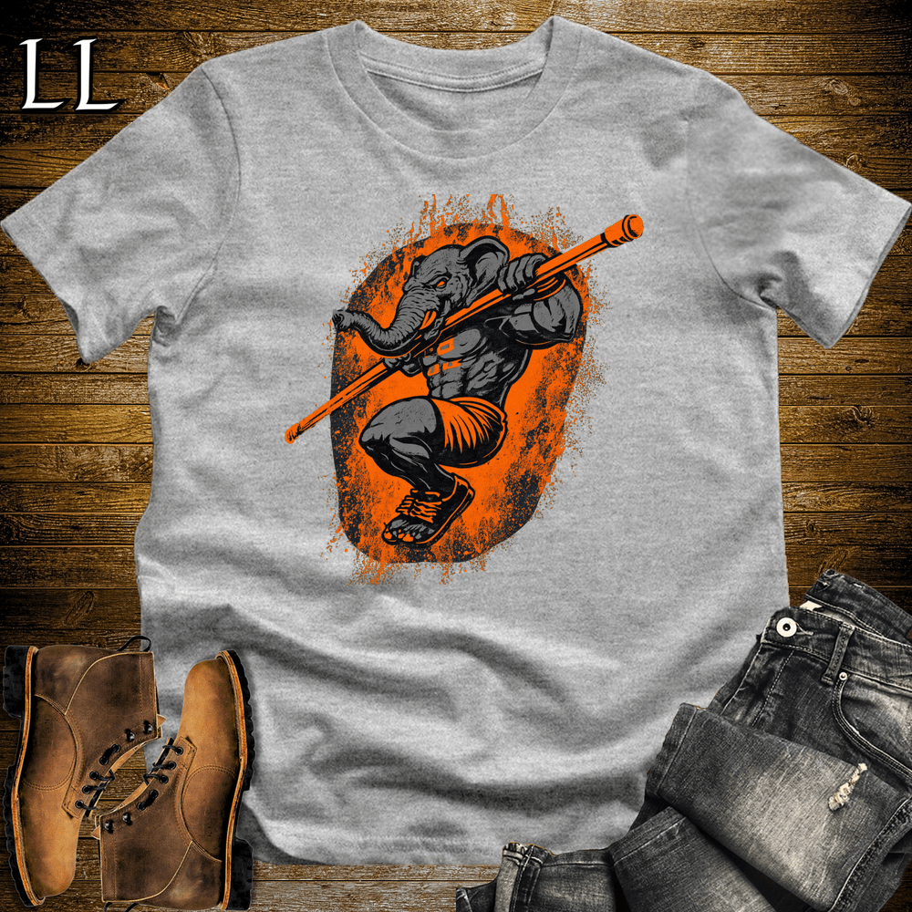 Gym Beast Pullup Orange Elephant Sport Grey | Gym Strength Shirt